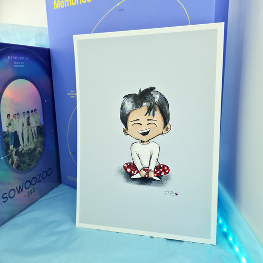 Jimin chibi art print, archive quality, Park Jimin BTS illustration, bangtan character art, cute Jiminie print