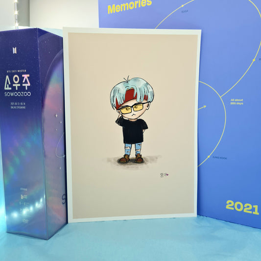 SUGA chibi art print, archive quality, Yoongi BTS illustration, bangtan character art, cute AgustD print