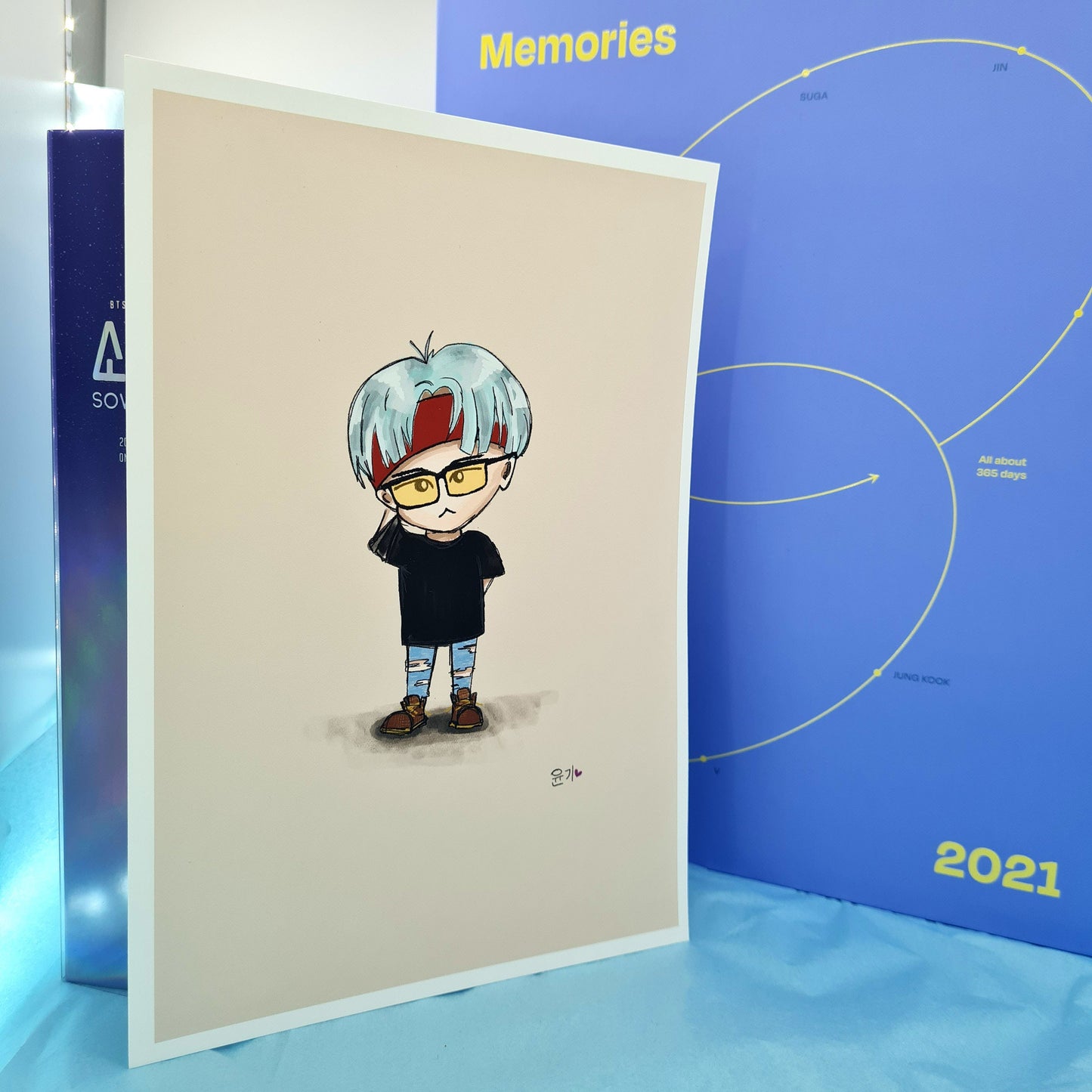 SUGA chibi art print, archive quality, Yoongi BTS illustration, bangtan character art, cute AgustD print