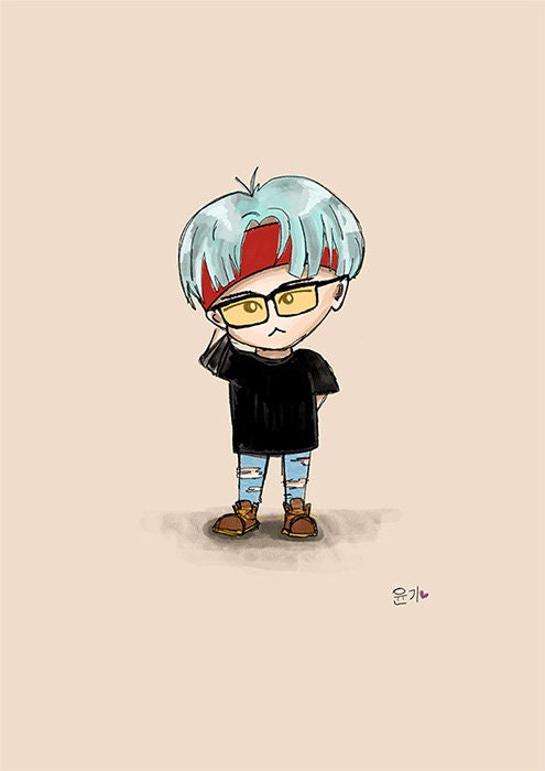 SUGA chibi art print, archive quality, Yoongi BTS illustration, bangtan character art, cute AgustD print