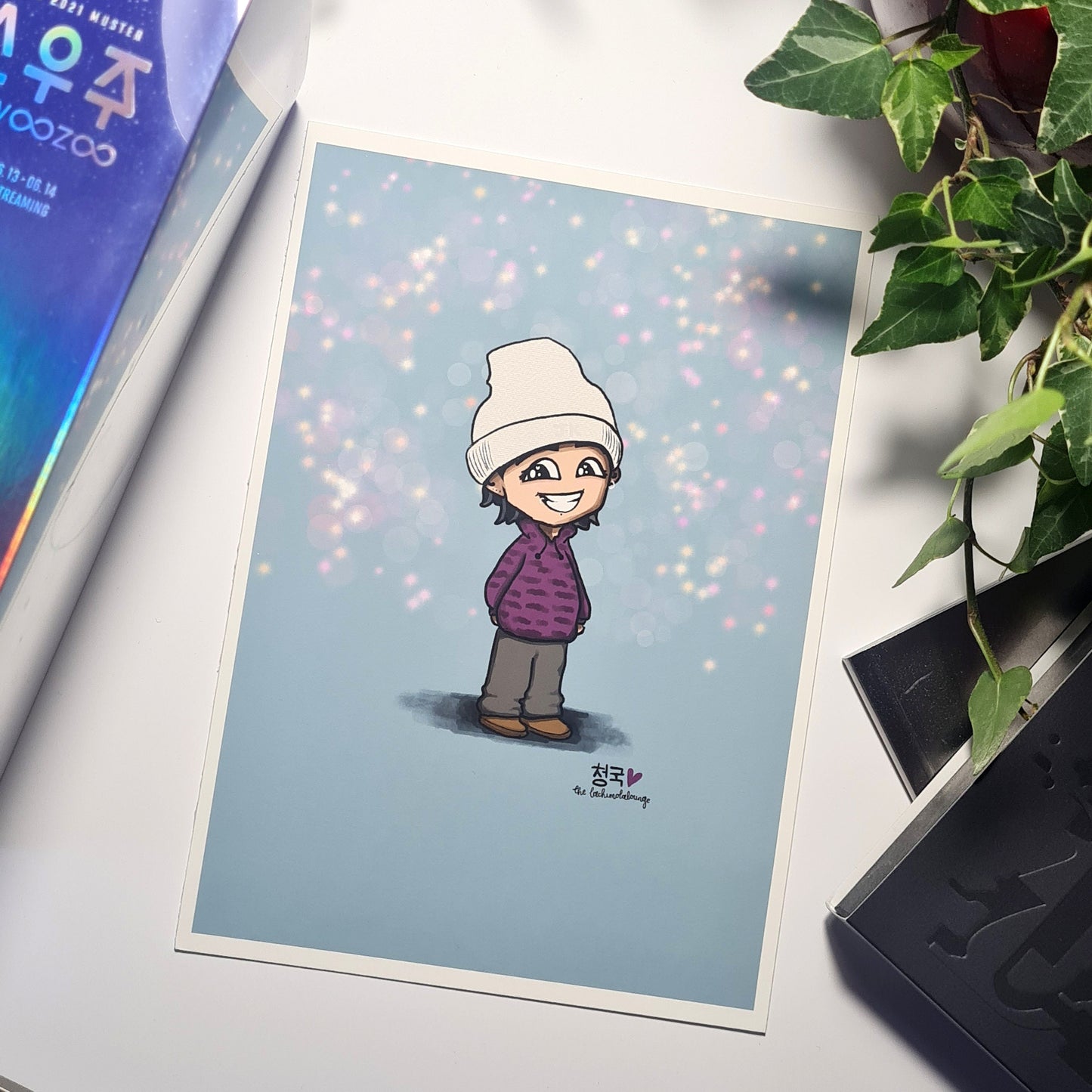 Jungkook we live print, Kookie chibi art print, archive quality, BTS illustration, bangtan character art, cute JK print