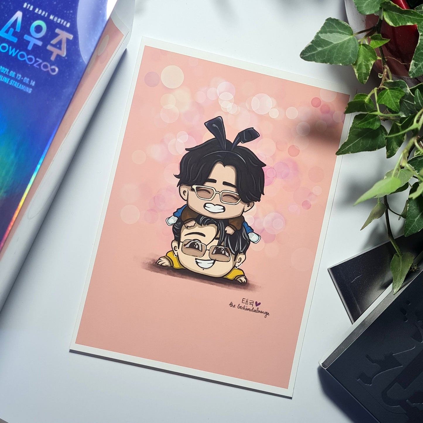 Taekook PTD Las Vegas print, Jungkook chibi art print, BTS illustration, cute Taehyung print, KookV print, BTS fan gift, Army merch