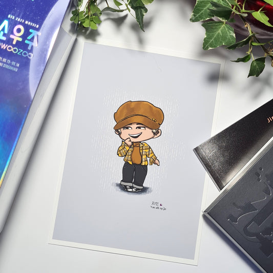 Jimin Run BTS chibi art print, Episode 30, archive quality, Park Jimin BTS illustration, bangtan character art, cute Jiminie print