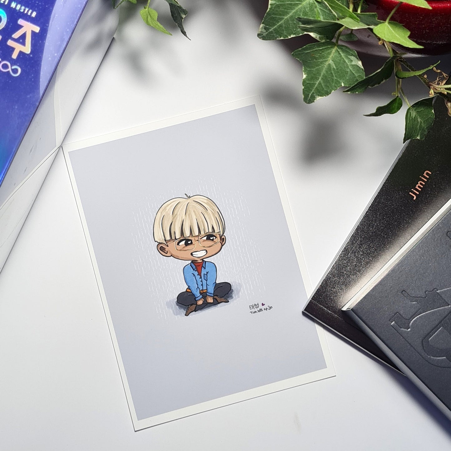 V Run BTS chibi art print, archive quality, Taehyung BTS illustration, Episode 30 Run BTS, bangtan character art, cute TaeTae print