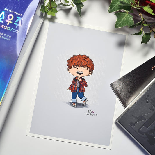 J-Hope Run BTS, Episode 30, chibi art print, Ep30 archive quality, Hoseok BTS illustration, bangtan character art, cute Hobi print