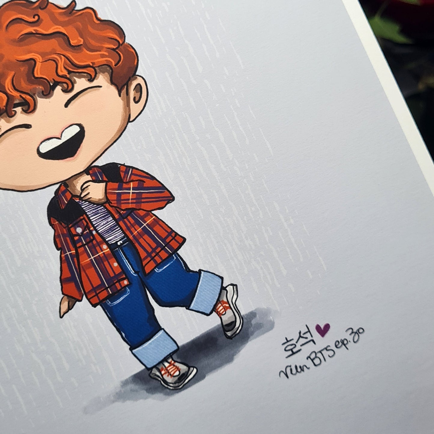 J-Hope Run BTS, Episode 30, chibi art print, Ep30 archive quality, Hoseok BTS illustration, bangtan character art, cute Hobi print