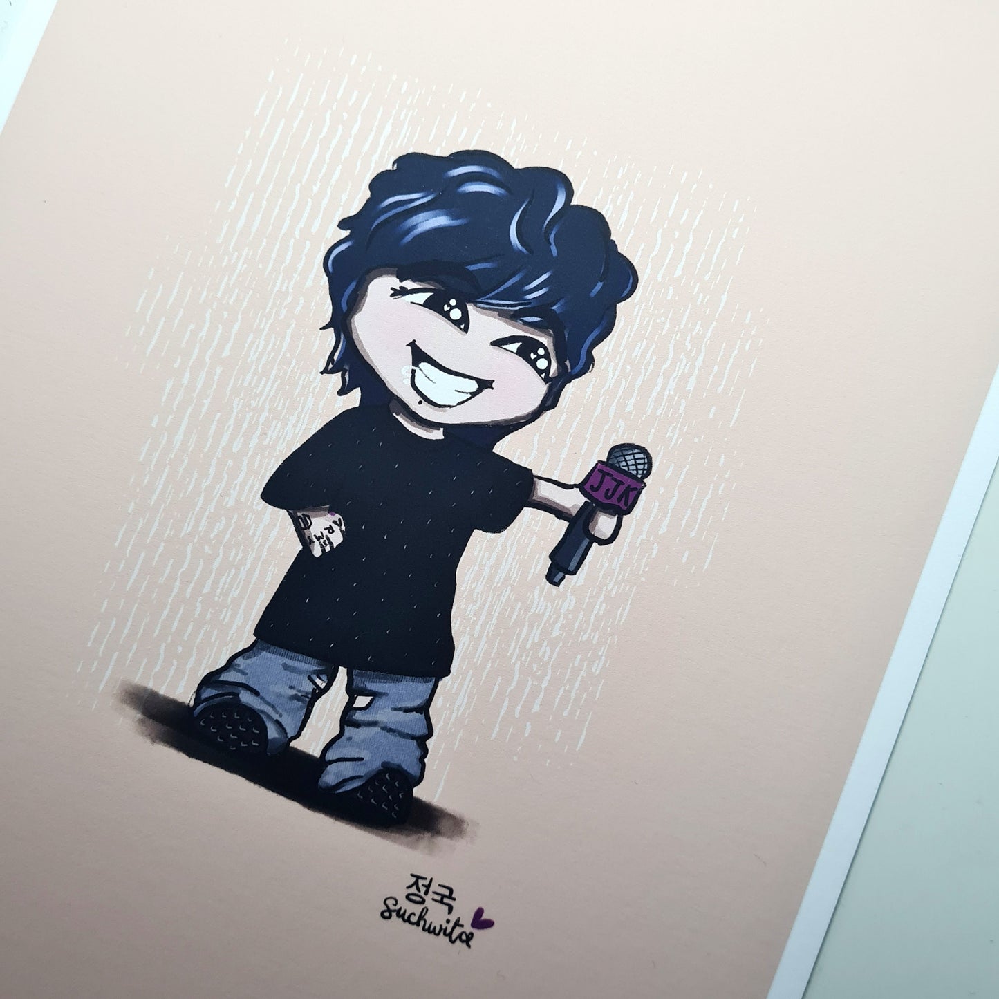 Jungkook Suchwita art print, cute JK print, BTS cute art print, Jeon Jungkook chibi, Bangtan fan gift, ARMY merch