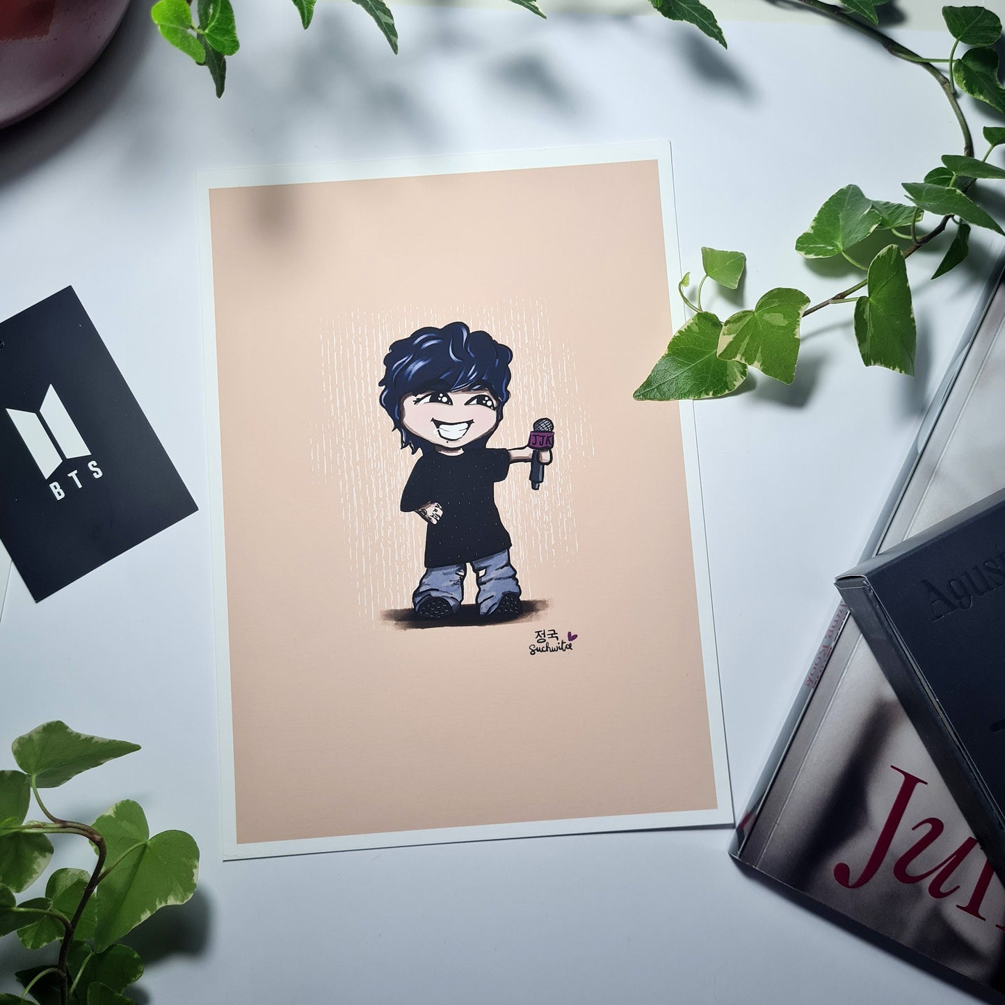 Jungkook Suchwita art print, cute JK print, BTS cute art print, Jeon Jungkook chibi, Bangtan fan gift, ARMY merch