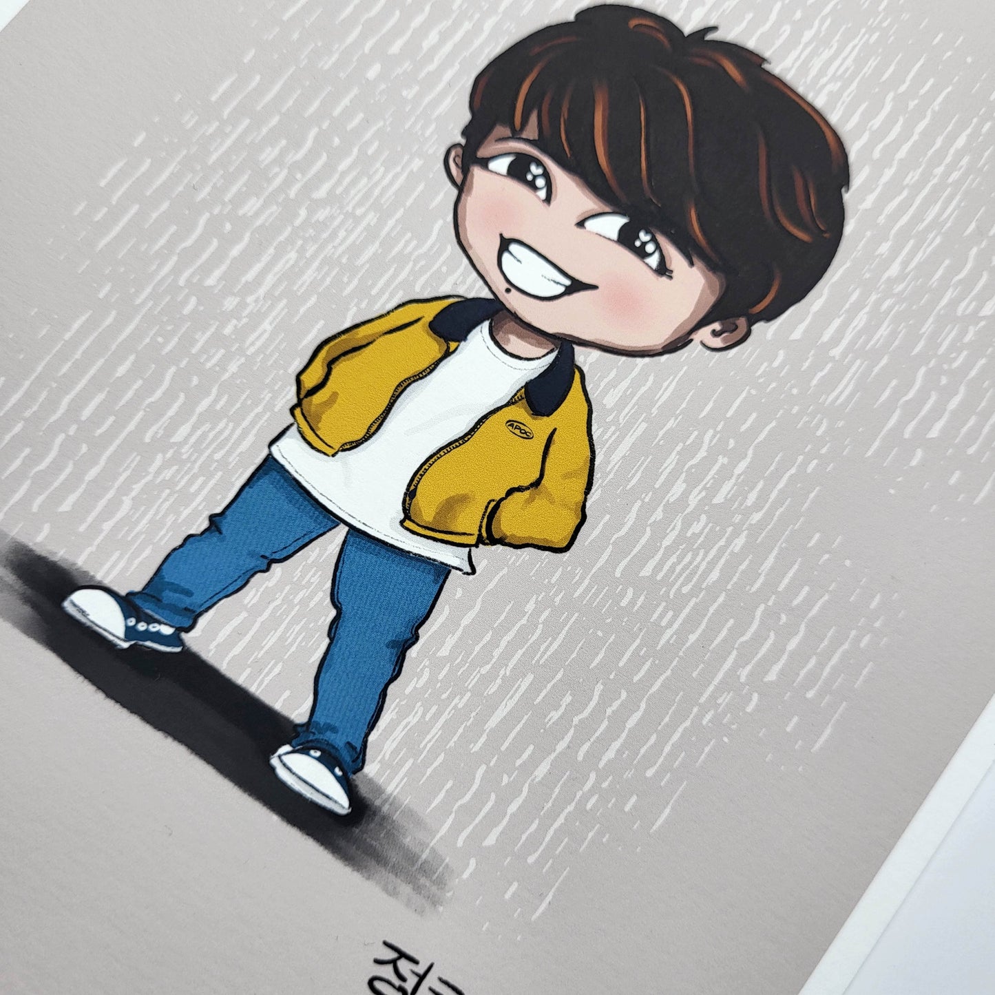 Jung Kook Euphoria chibi art print, BTS fan art, archive quality, JK illustration, bangtan character art, cute Jungkook print