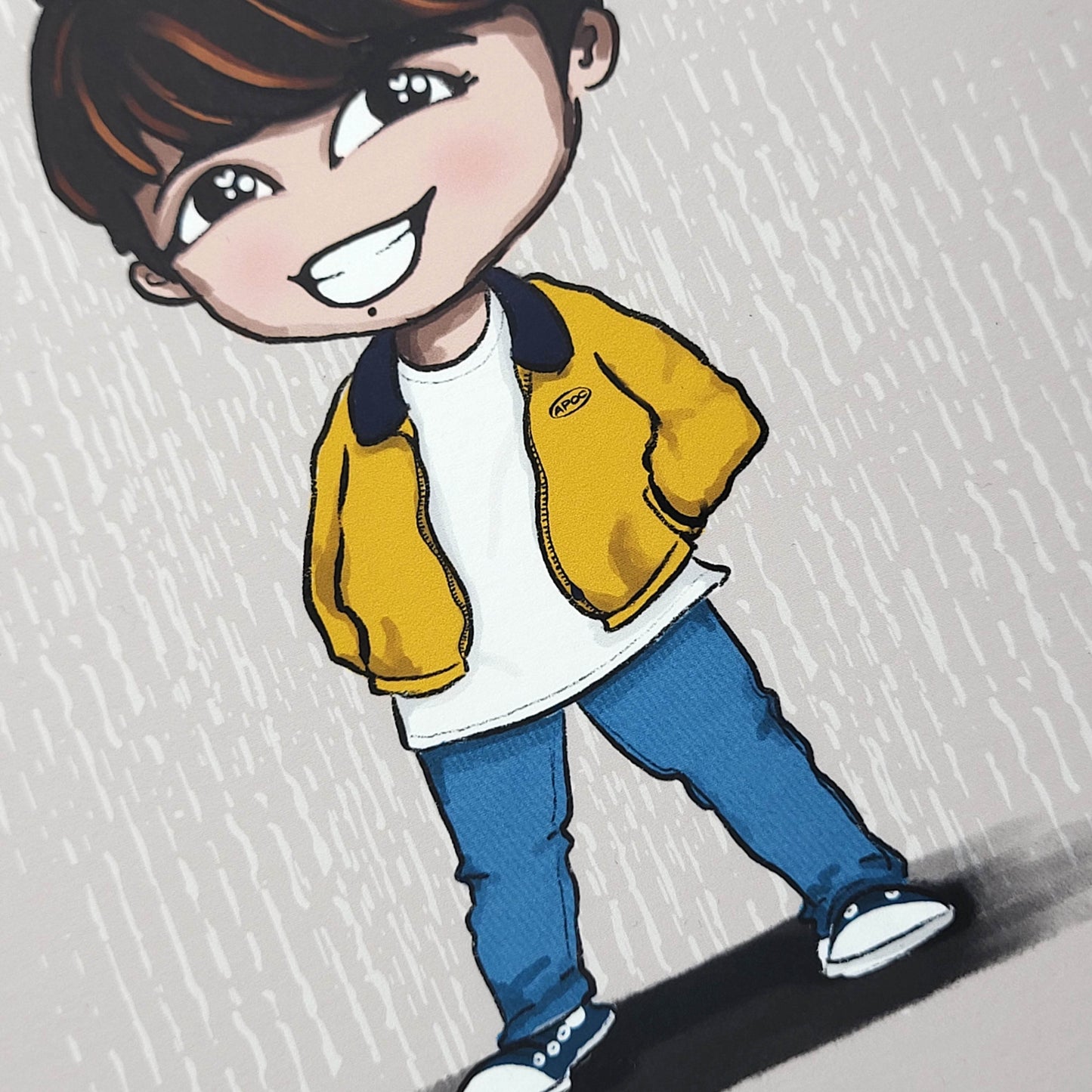 Jung Kook Euphoria chibi art print, BTS fan art, archive quality, JK illustration, bangtan character art, cute Jungkook print