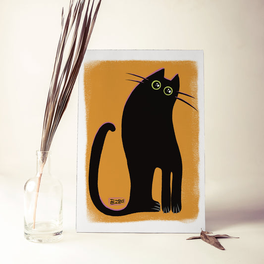 Bear Cat Gold, black cat illustration