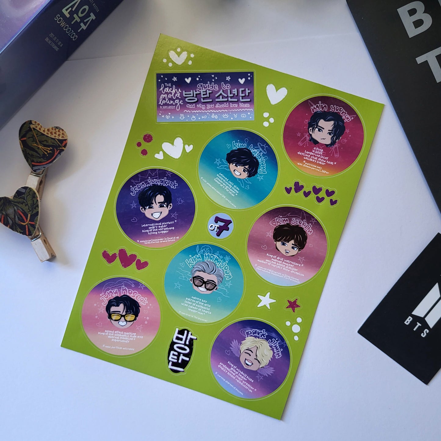 Guide To BTS chibi sticker sheet, kpop journaling, bangtan stationery