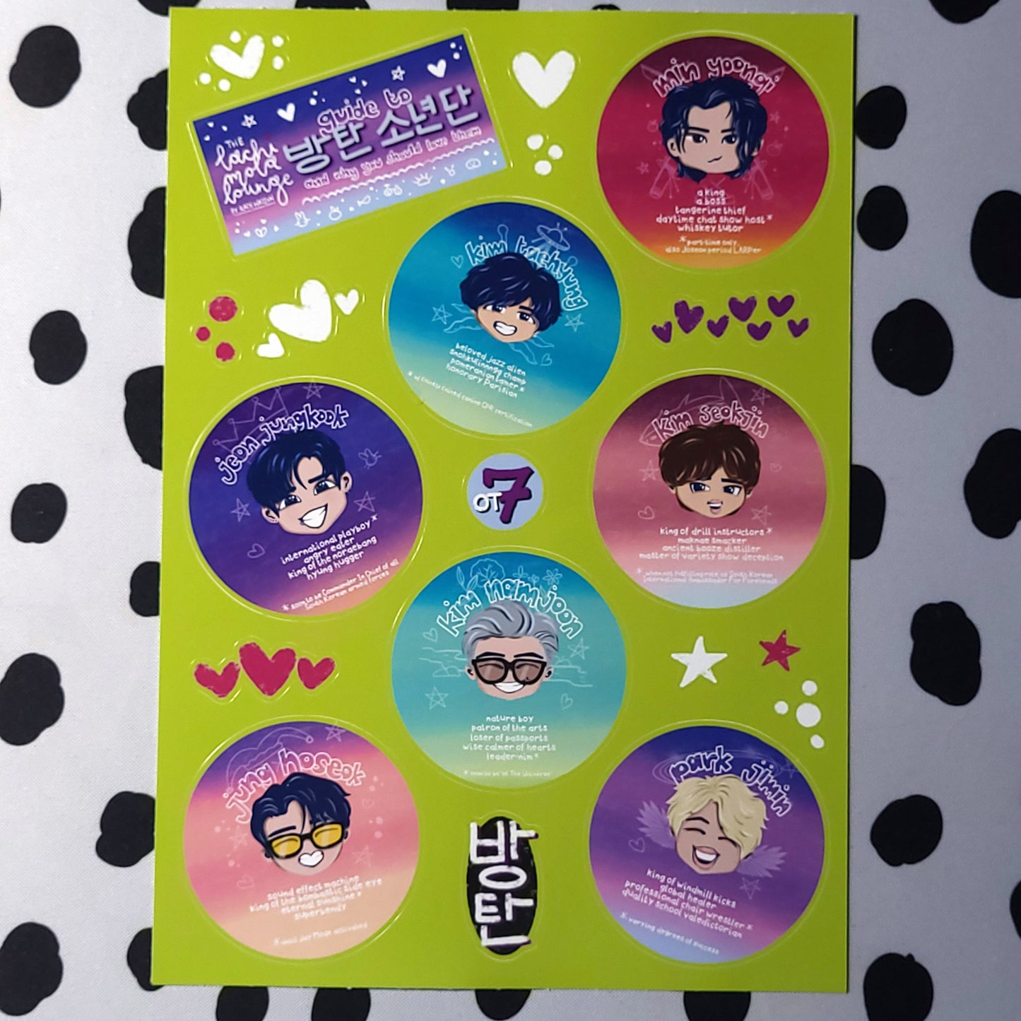 Guide To BTS chibi sticker sheet, kpop journaling, bangtan stationery