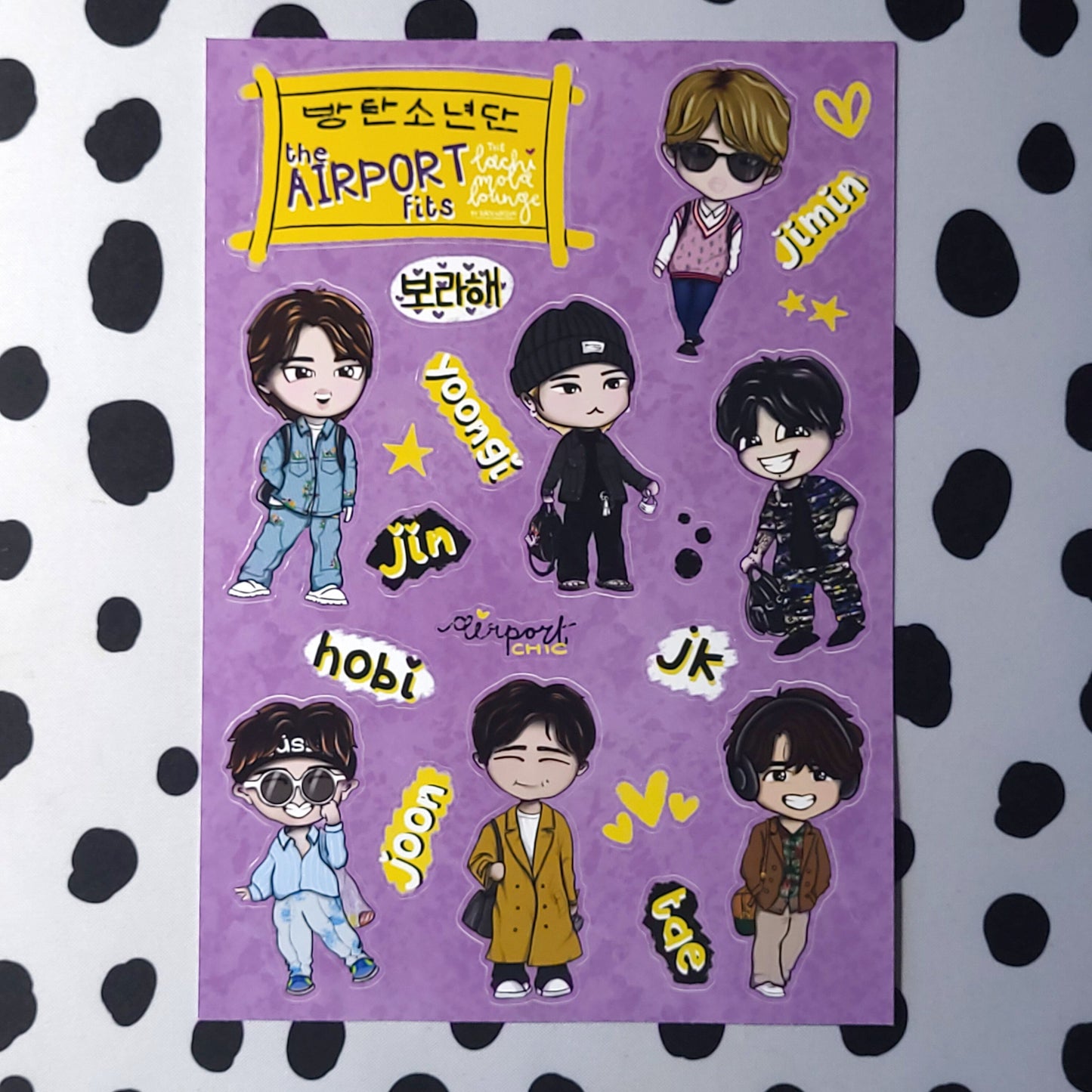 Airport Fits BTS chibi sticker sheet