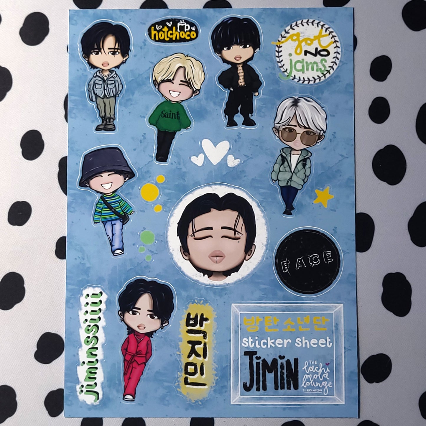 Jimin BTS chibi sticker sheet, kpop journaling, bangtan stationery