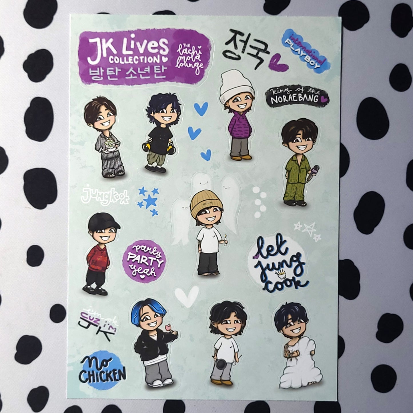 JK Lives BTS chibi sticker sheet, kpop journaling, bangtan stationery