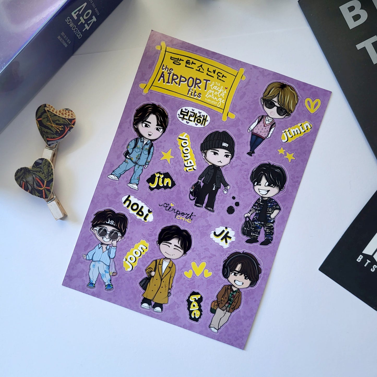 BTS chibi 6 sticker sheet BUNDLE, kpop journaling, bangtan stationery