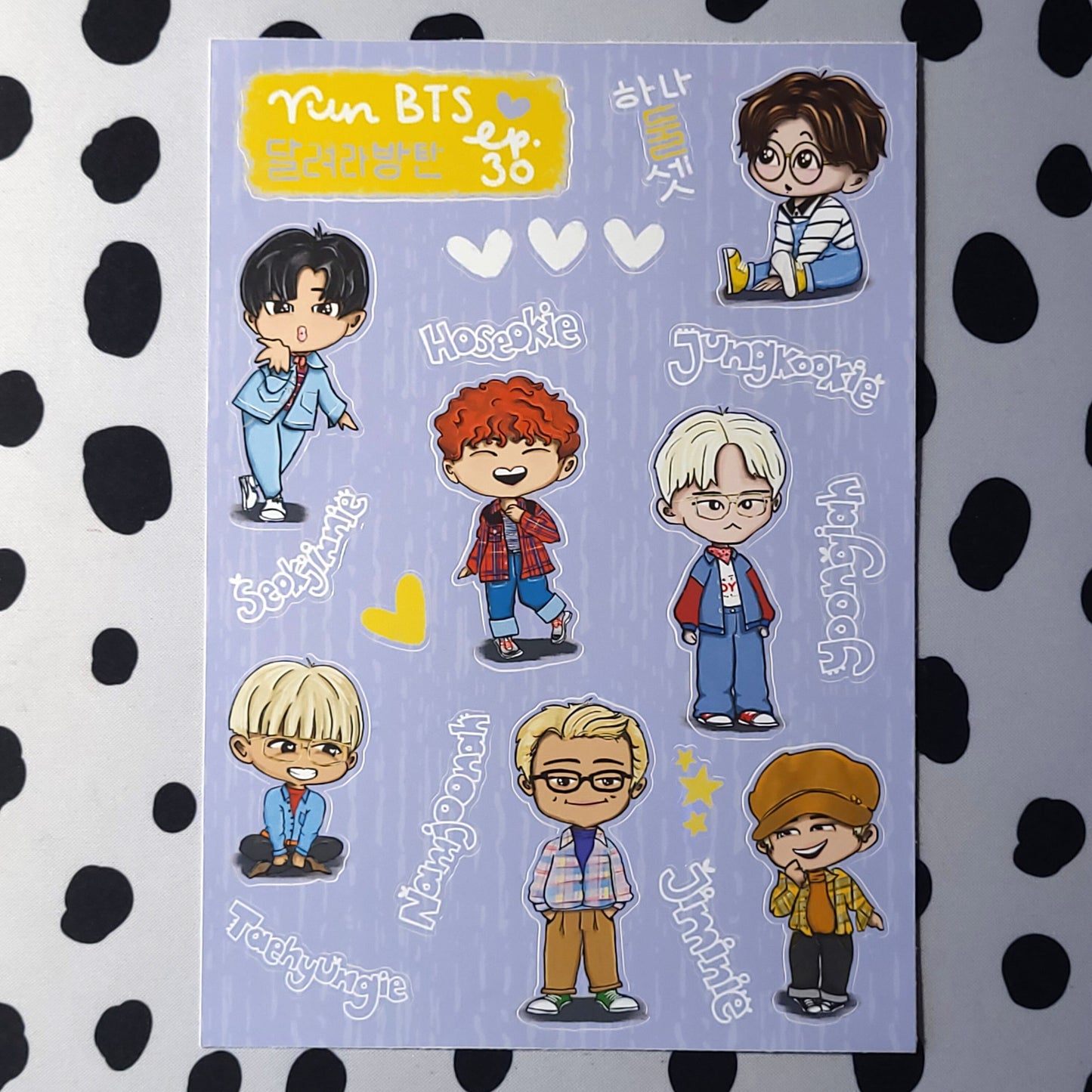 Run BTS chibi sticker sheet, kpop journaling, bangtan stationery