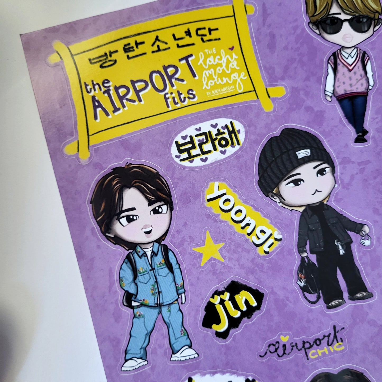 Airport Fits BTS chibi sticker sheet