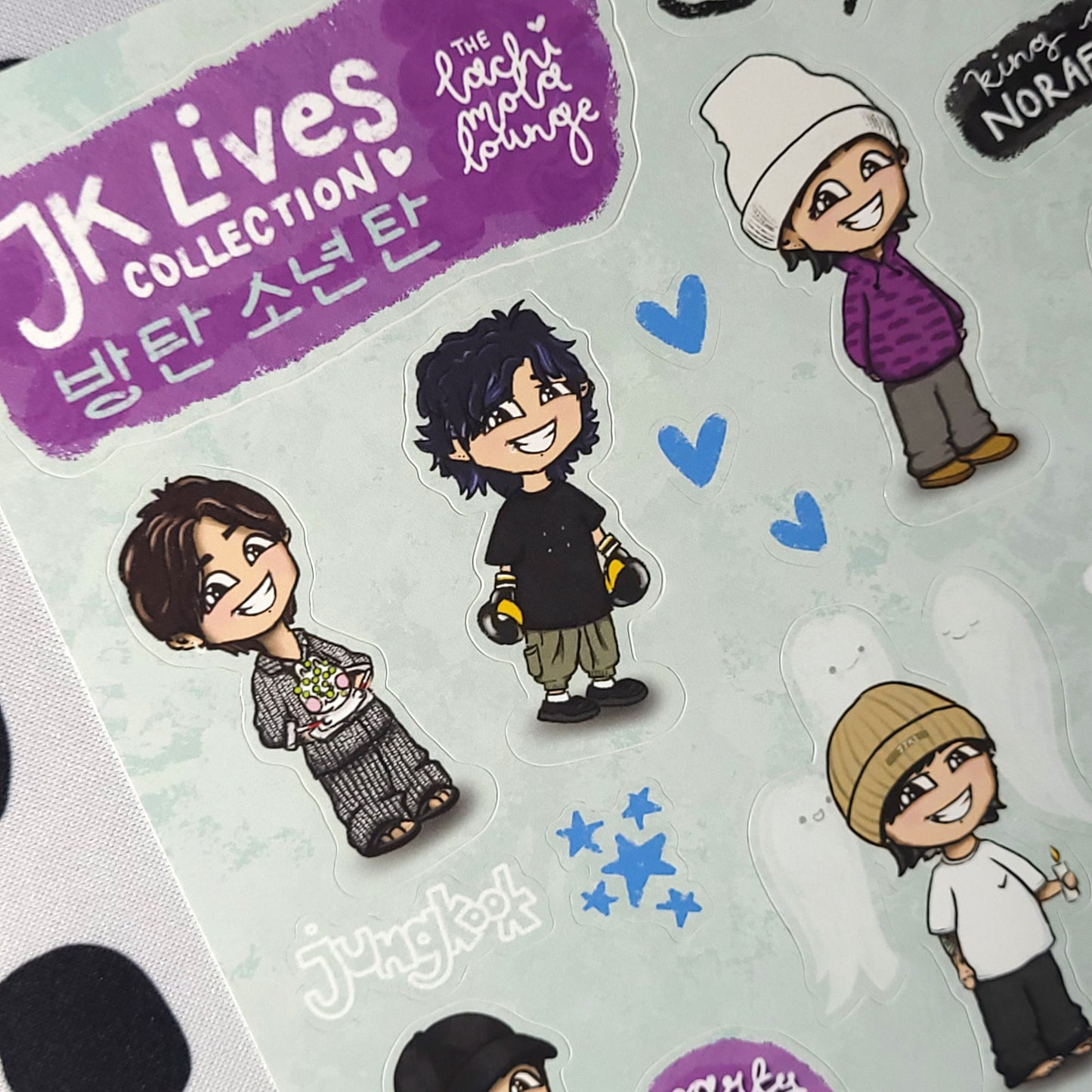 JK Lives BTS chibi sticker sheet, kpop journaling, bangtan stationery