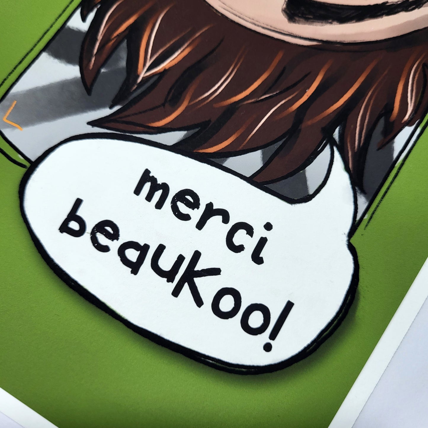 Jungkook Merci Beaucoup print, cute JK print, BTS cute art print, Jeon Jungkook chibi, Bangtan fan gift, ARMY merch