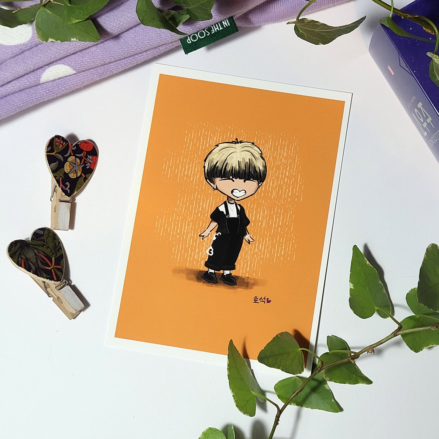 J-Hope Butter lineup chibi art print, archive quality, Hoseok BTS illustration, bangtan character art, cute Hobi print