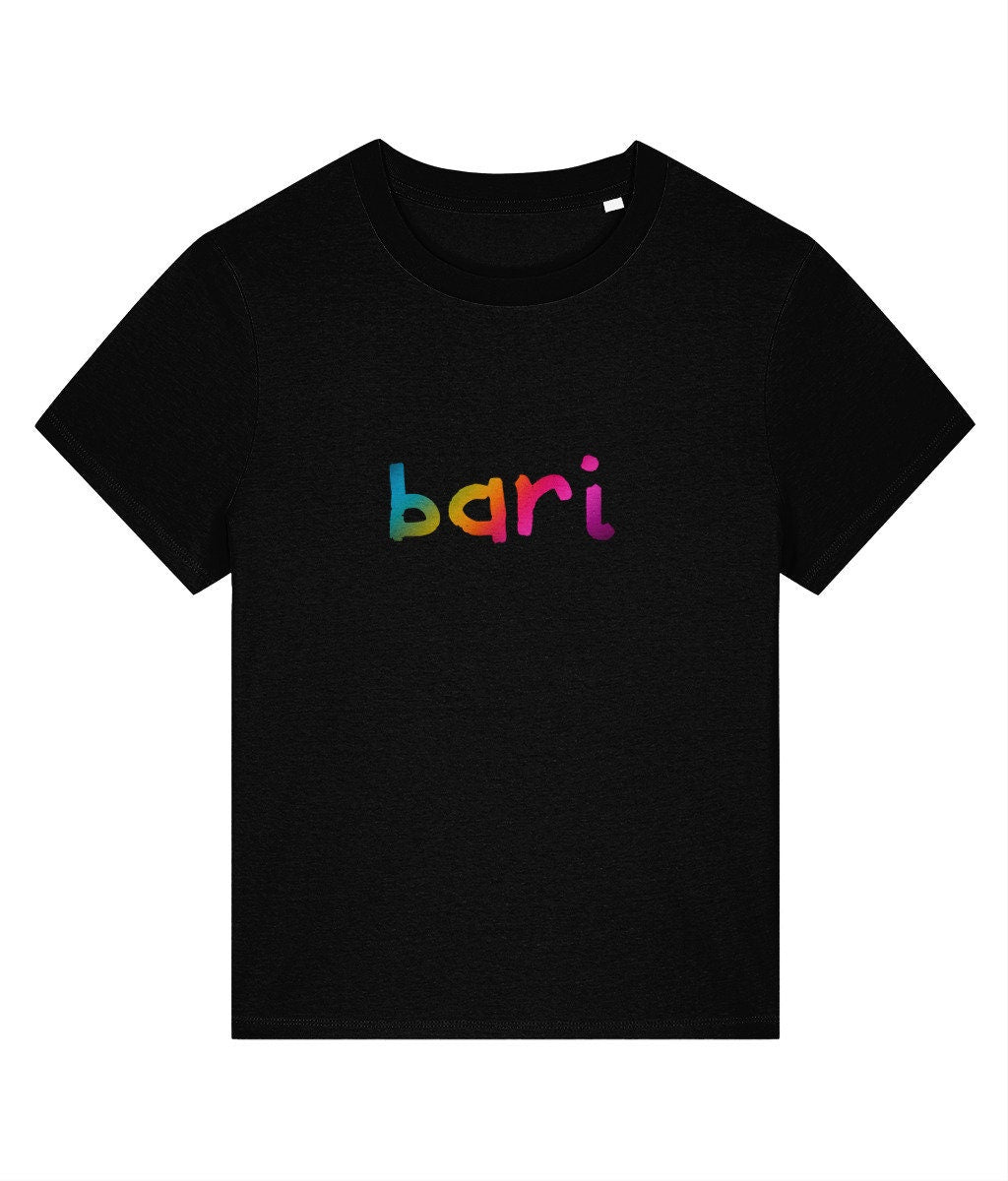 Relaxed women's fit BARI SINGER rainbow print tshirt, organic cotton choir shirt, barbershop singing