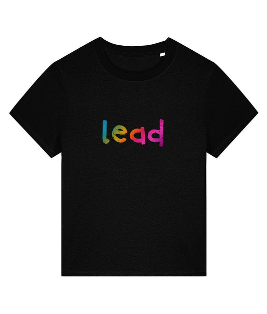 Relaxed women's fit LEAD SINGER rainbow print tee, organic cotton, choir shirt, barbershop singing