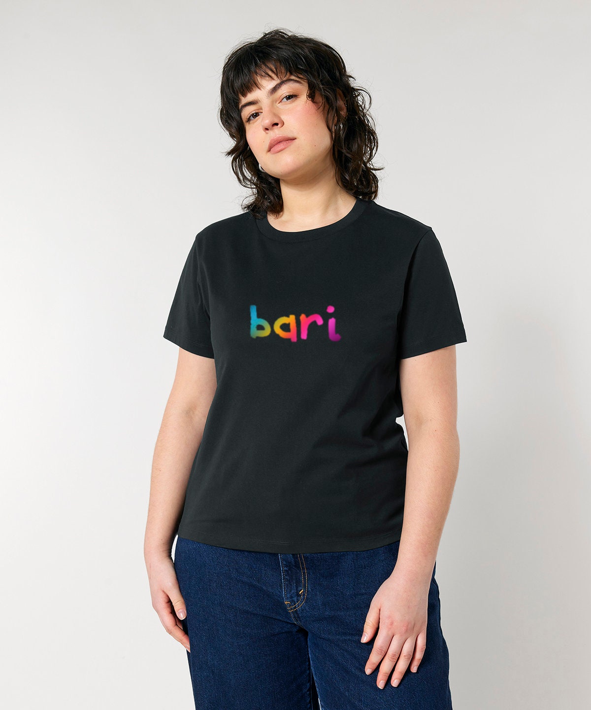 Relaxed women's fit BARI SINGER rainbow print tshirt, organic cotton choir shirt, barbershop singing