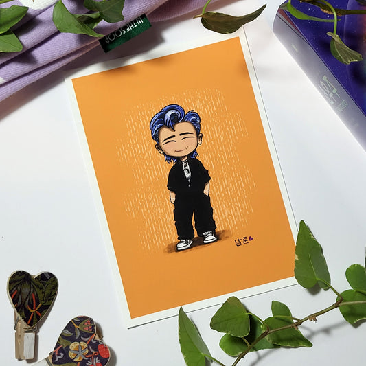 RM Butter lineup chibi art print, archive quality, Namjoon BTS illustration, bangtan character art, cute Joon print