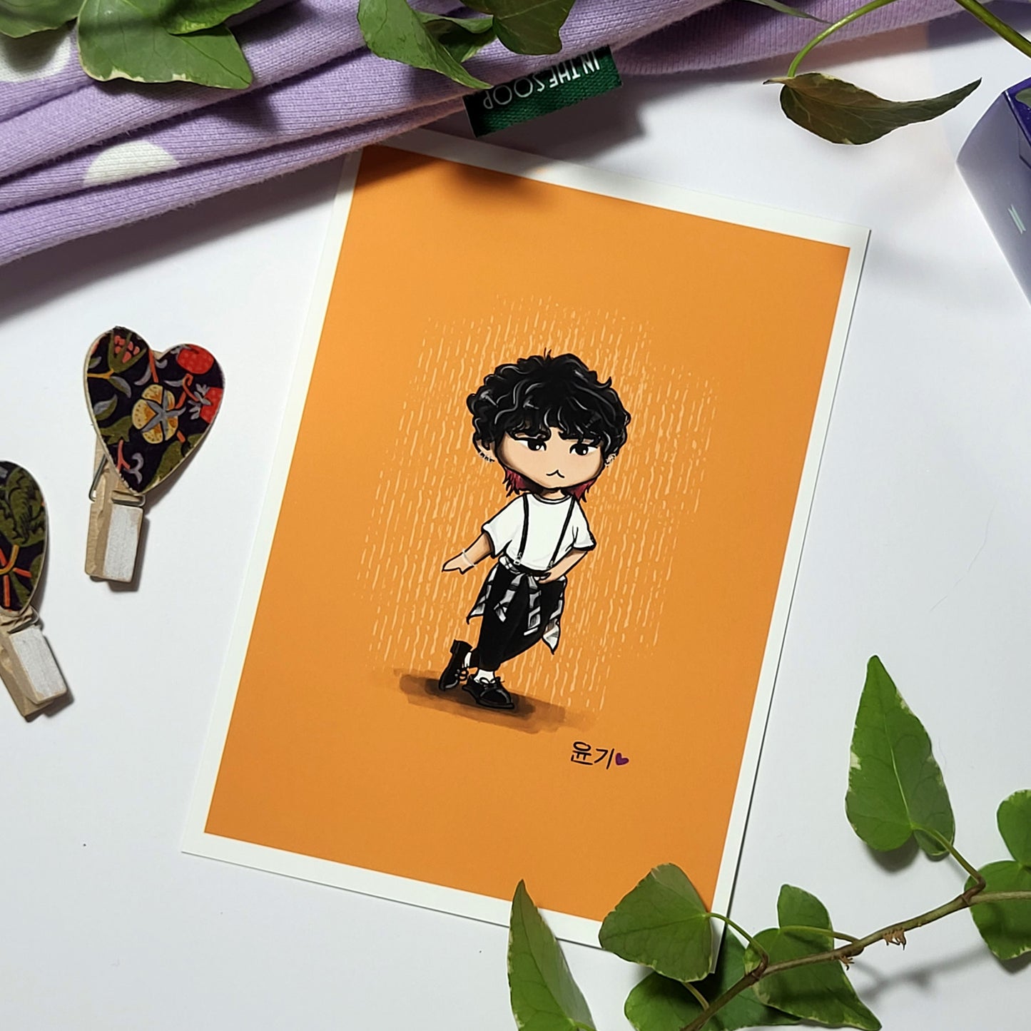 SUGA Butter lineup chibi art print, archive quality, Yoongi BTS illustration, bangtan character art, cute AgustD print