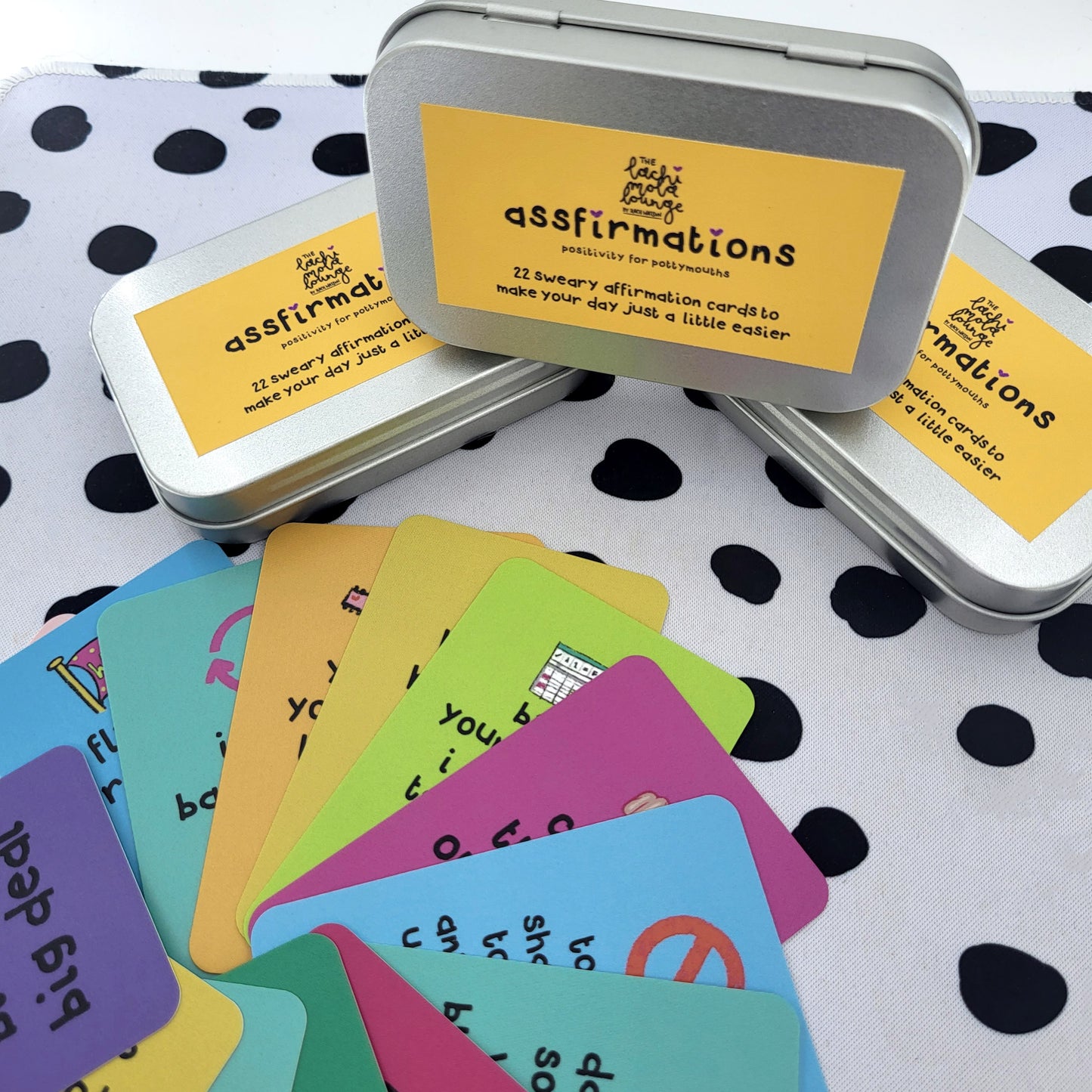 Assfirmations gift tin - sweary Positivity for Pottymouths cards set