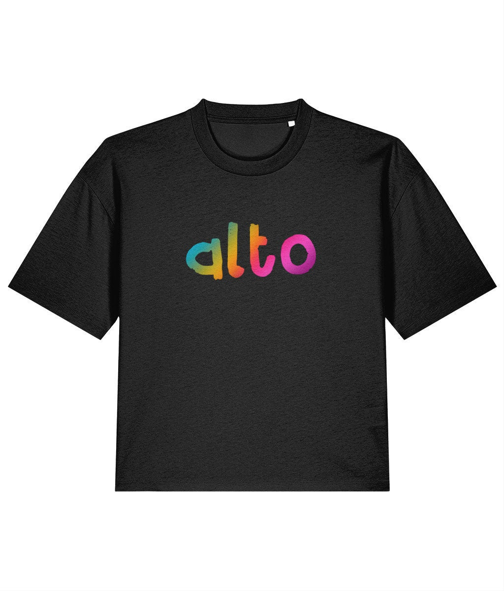 Boxy loose fit ALTO SINGER rainbow print tshirt