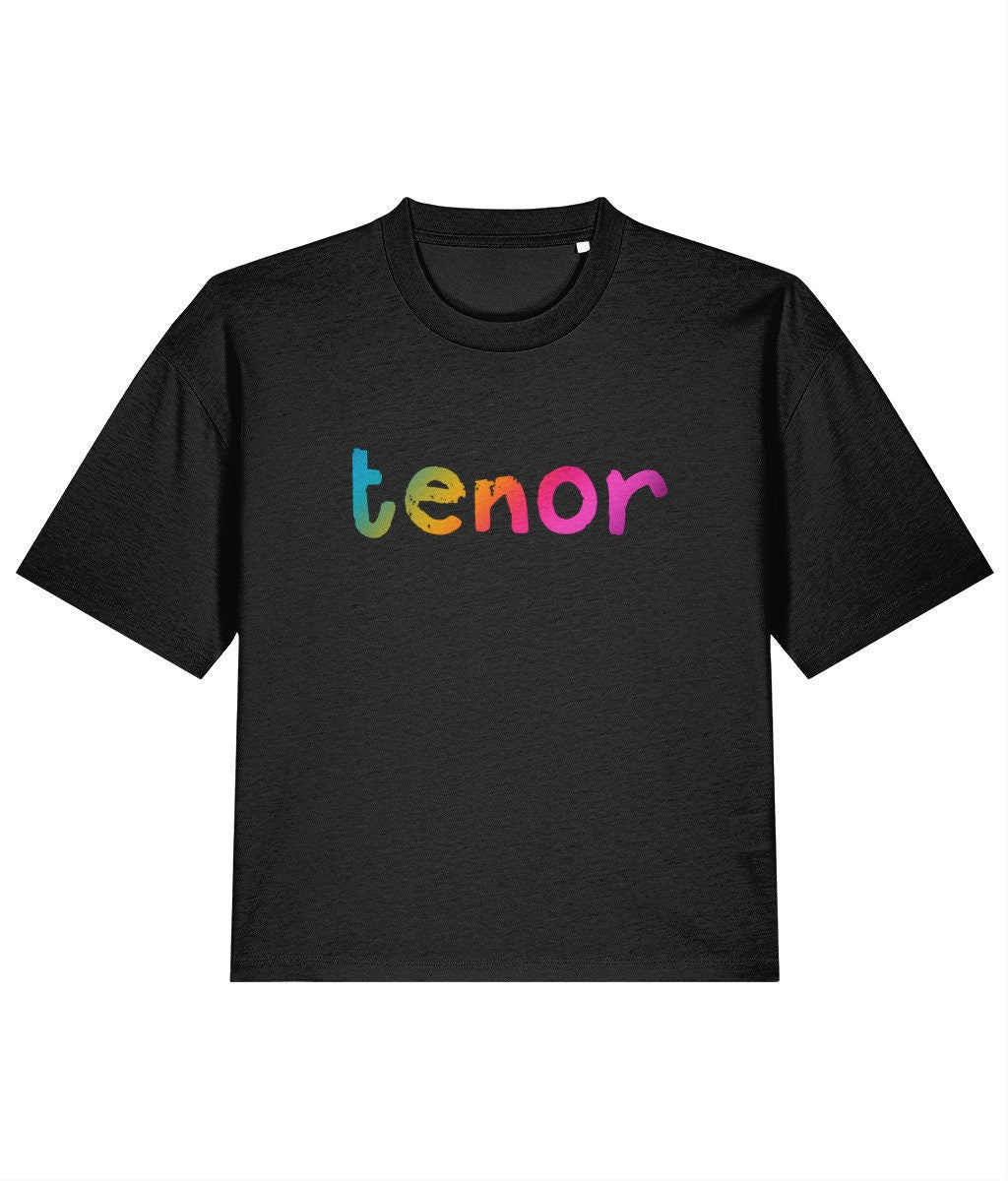 Oversize boxy fit TENOR SINGER rainbow print tshirt, organic cotton barbershop tee, choir singer merch