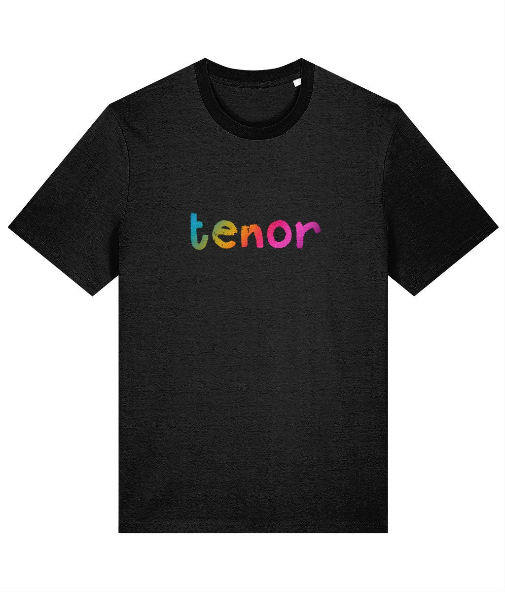 Standard crew fit TENOR SINGER rainbow print tshirt, organic cotton barbershop tee, choir singer gift