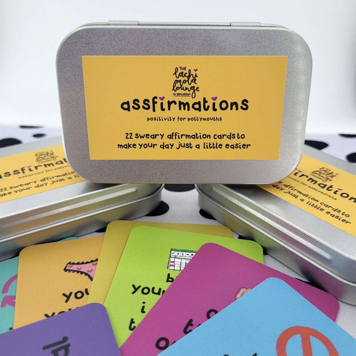 Assfirmations gift tin - sweary Positivity for Pottymouths cards set