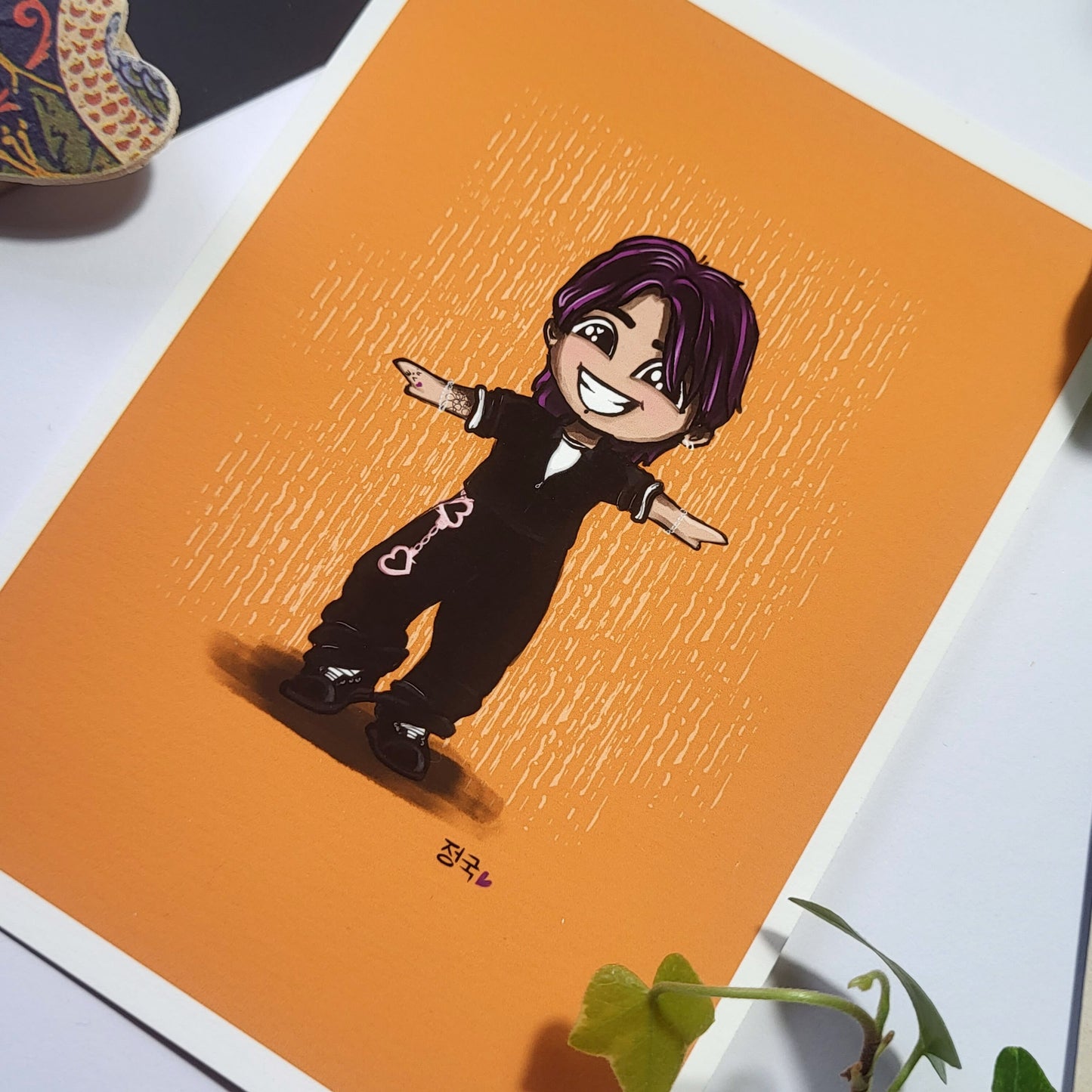 Jungkook Butter Lineup chibi art print, archive quality, BTS illustration, bangtan character art, cute JK print