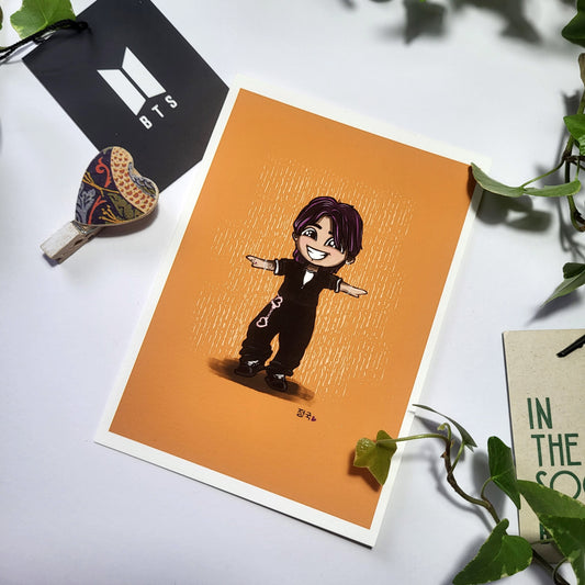 Jungkook Butter Lineup chibi art print, archive quality, BTS illustration, bangtan character art, cute JK print