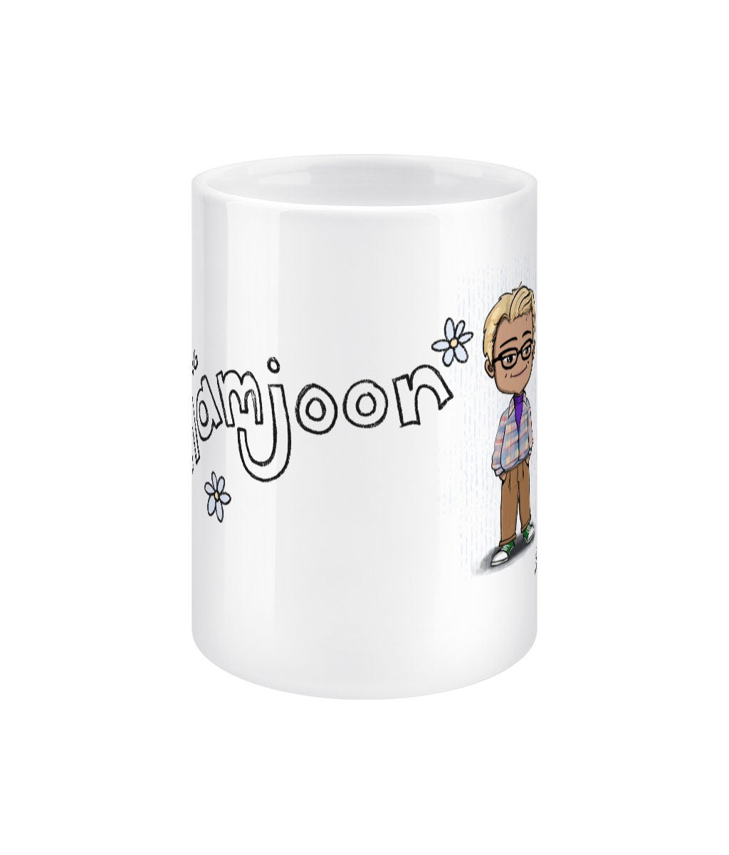 Namjoon Run BTS ep30 mug, BTS fan gift, RM merch, 15oz white ceramic chibi Bangtan jumbo mug