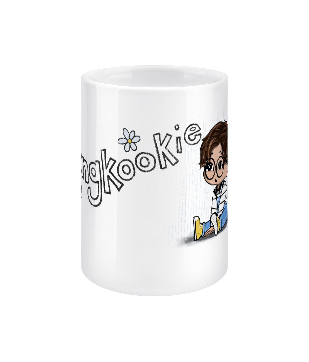 Jungkook Run BTS ep30 mug, BTS JK fan gift, Bangtan merch, 15oz jumbo white ceramic, chibi Bangtan cup