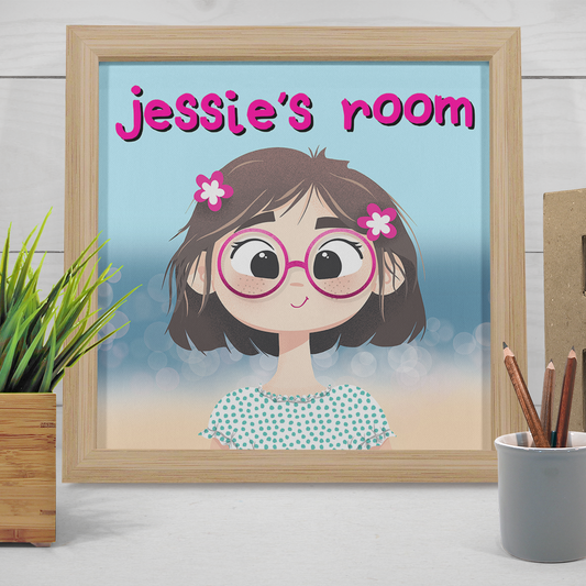PERSONALISED children's cartoon custom portrait - door plaque, birthday gift